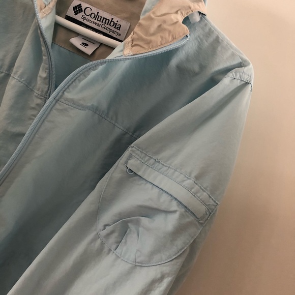Columbia Light Sky Blue Hooded Wind Breaker sz. L - Picture 6 of 6